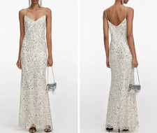 Women Self-Portrait Sequins V-neck Backless Long Maxi Dress
