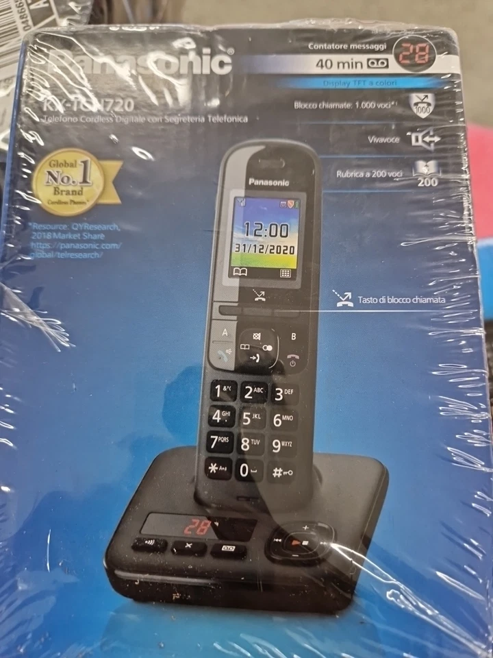 Panasonic Cordless Singolo Dect Black KX TGH720JTB - Immagine 2 di 4