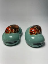 Vintage Anthropomorphic beetle bug on a bean salt and pepper shaker