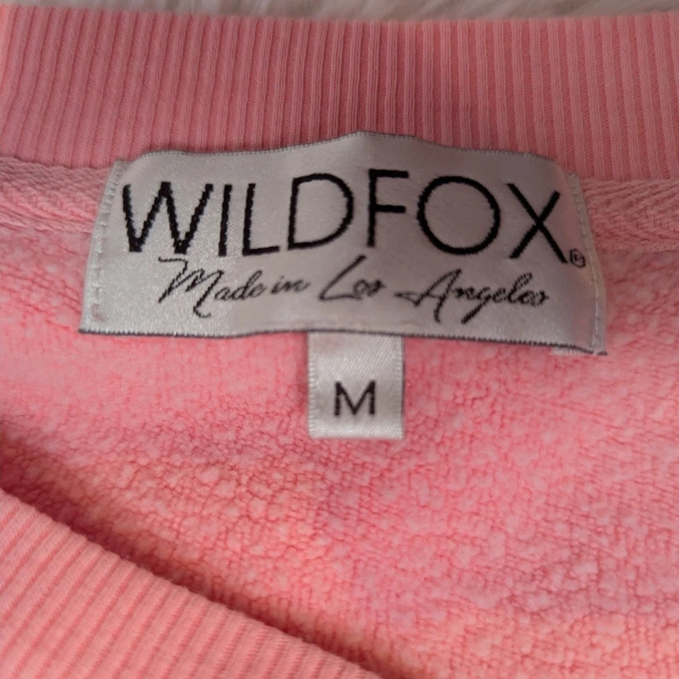 Wildfox Inside Out Baggy Beach Sweatshirt Pink and White Size M - Image 4 of 4