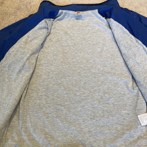 Vintage Nike Nylon Track Jacket Boys Large 14-16 Blue Full Zip Fleece Lining - Picture 5 of 11