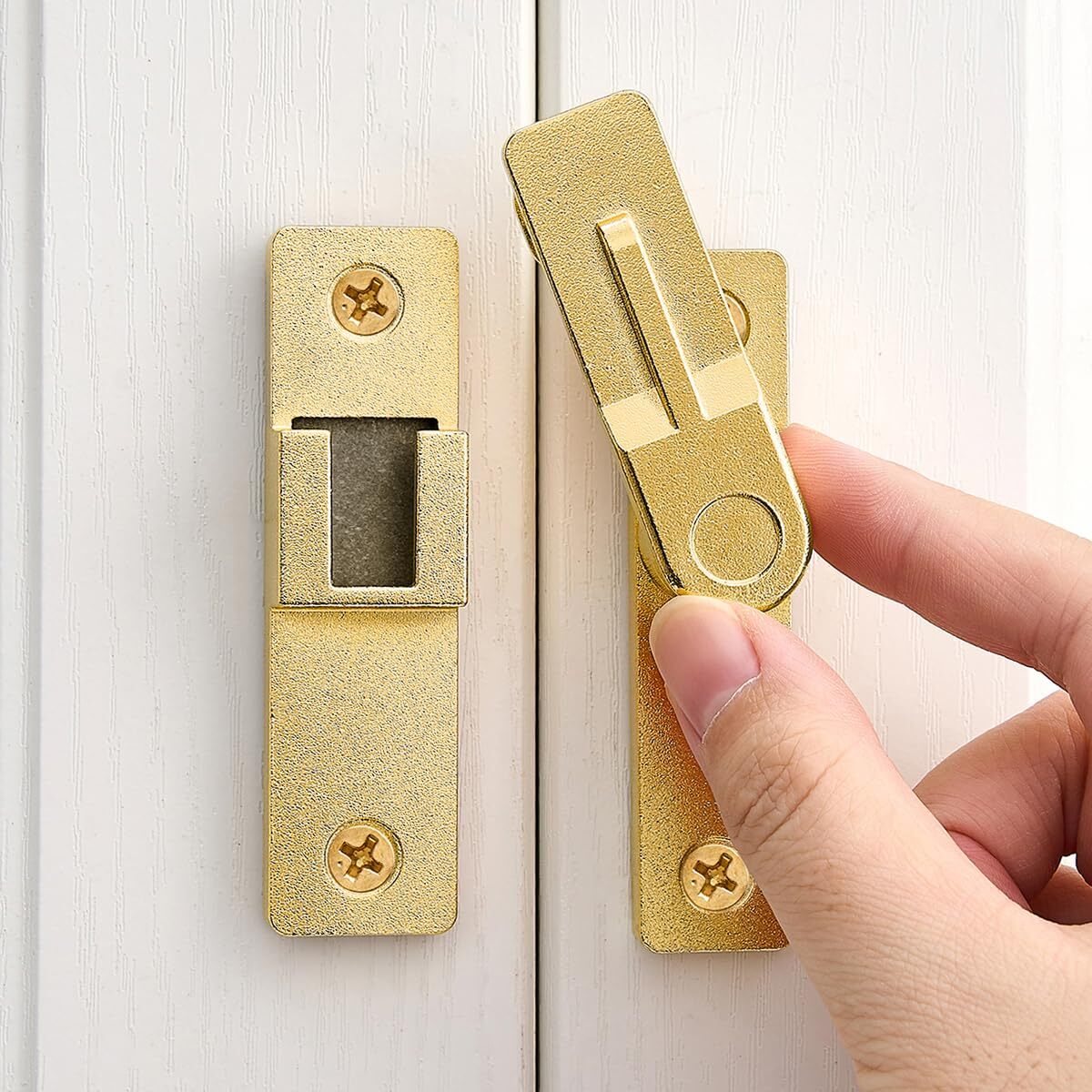 Gold Flip Barn Door Lock - 180 Degree Barn Door Lock Privacy Latch - Zinc All...