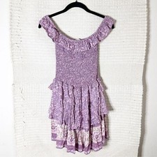 SPELL & THE GYPSY Mulberry purple floral Dahlia Ra Ra ruffled mini dress XS