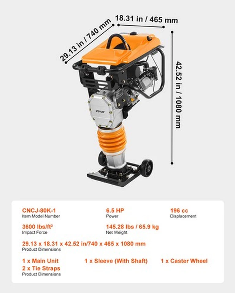 6,5PS 196cc Vibrationsstampfer Grabenstampfer Stampfer Bodenverdichter - Bild 4 von 4