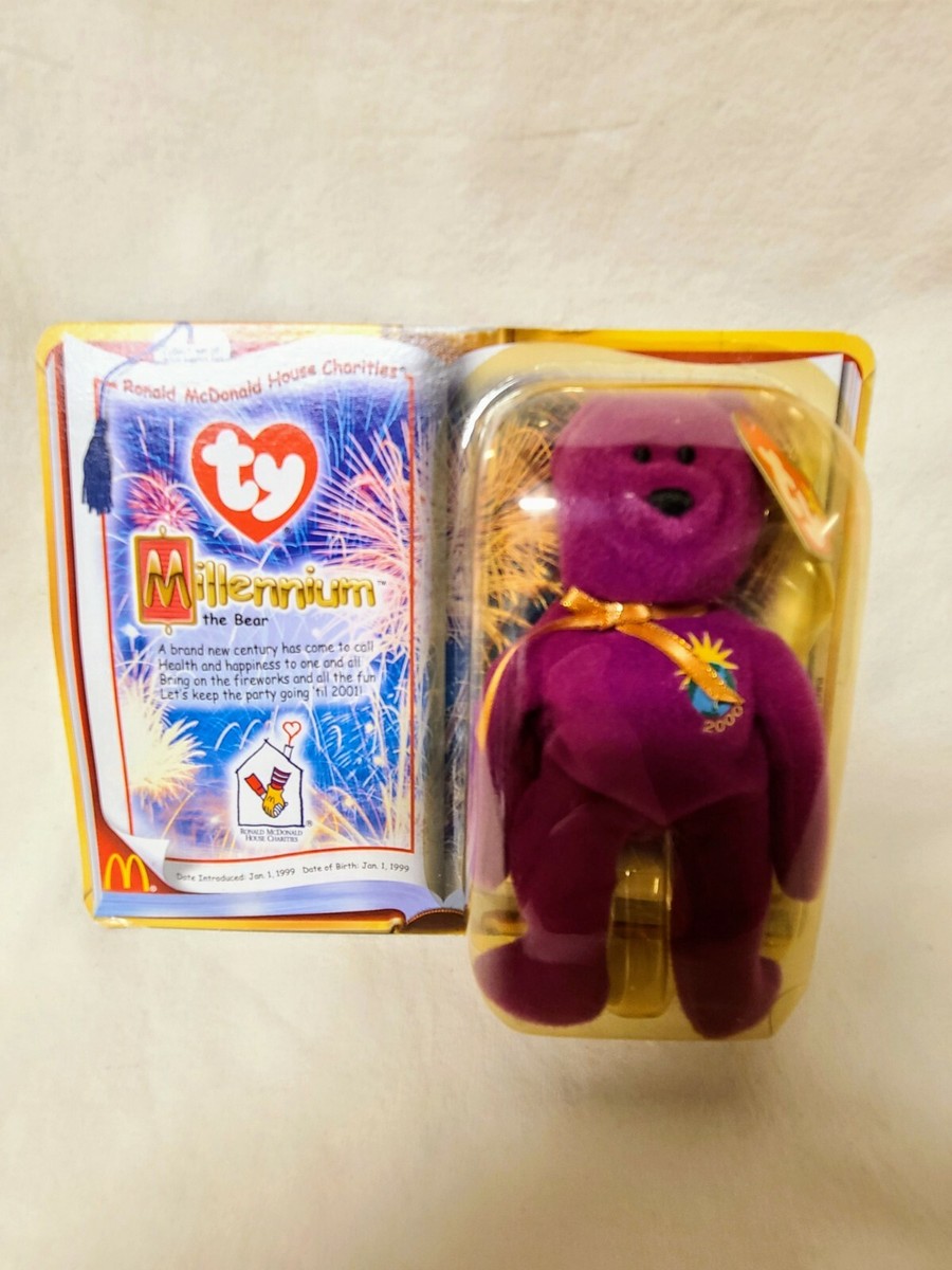 Rare McDonalds TY Beanie Baby The Millennium Bear 2000, Sealed