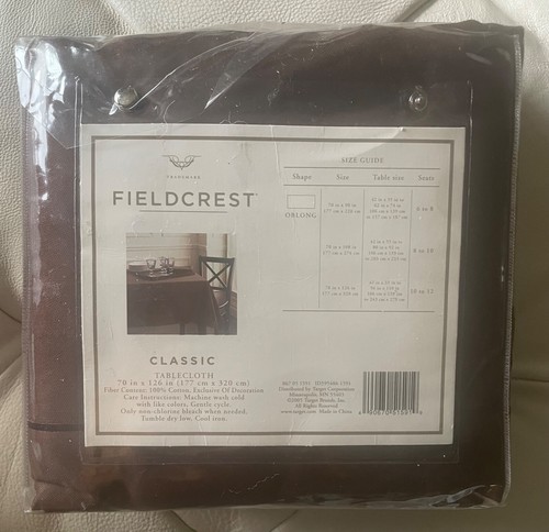 Fieldcrest Classic Tablecloth Oblong 70”x126”BROWN 100% Cotton NEW - Picture 2 of 3