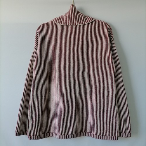 Rachel Zoe Women's Burgundy-White Striped Cowl Neck Drop Shoulder Sweater Size L - Picture 4 of 9