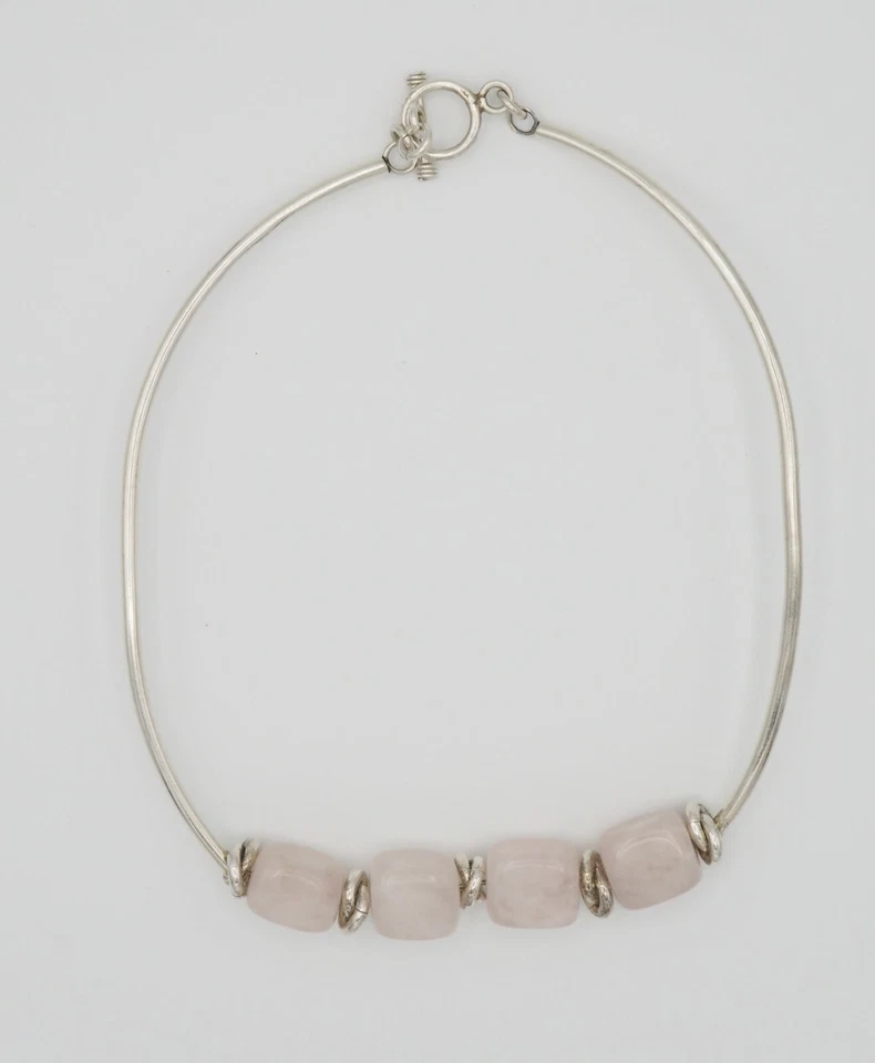 Collar gargantilla vintage Silpada moderno plata esterlina cuarzo rosa palanca Foto 2 de 4