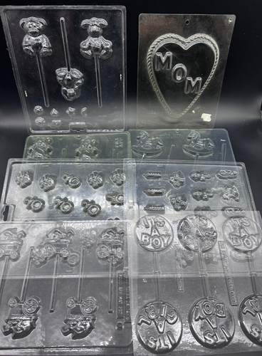 8 Baby Shower Plastic Chocolate Candy Mold Lot Mom Rocking Horse Boy Girl Teddy - Afbeelding 1 van 5