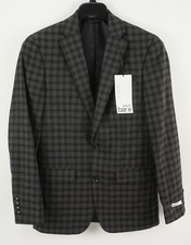 New 425 Bar III Men's 36R Slim Gray Brown Plaid Stretch Performance Suit Jacket