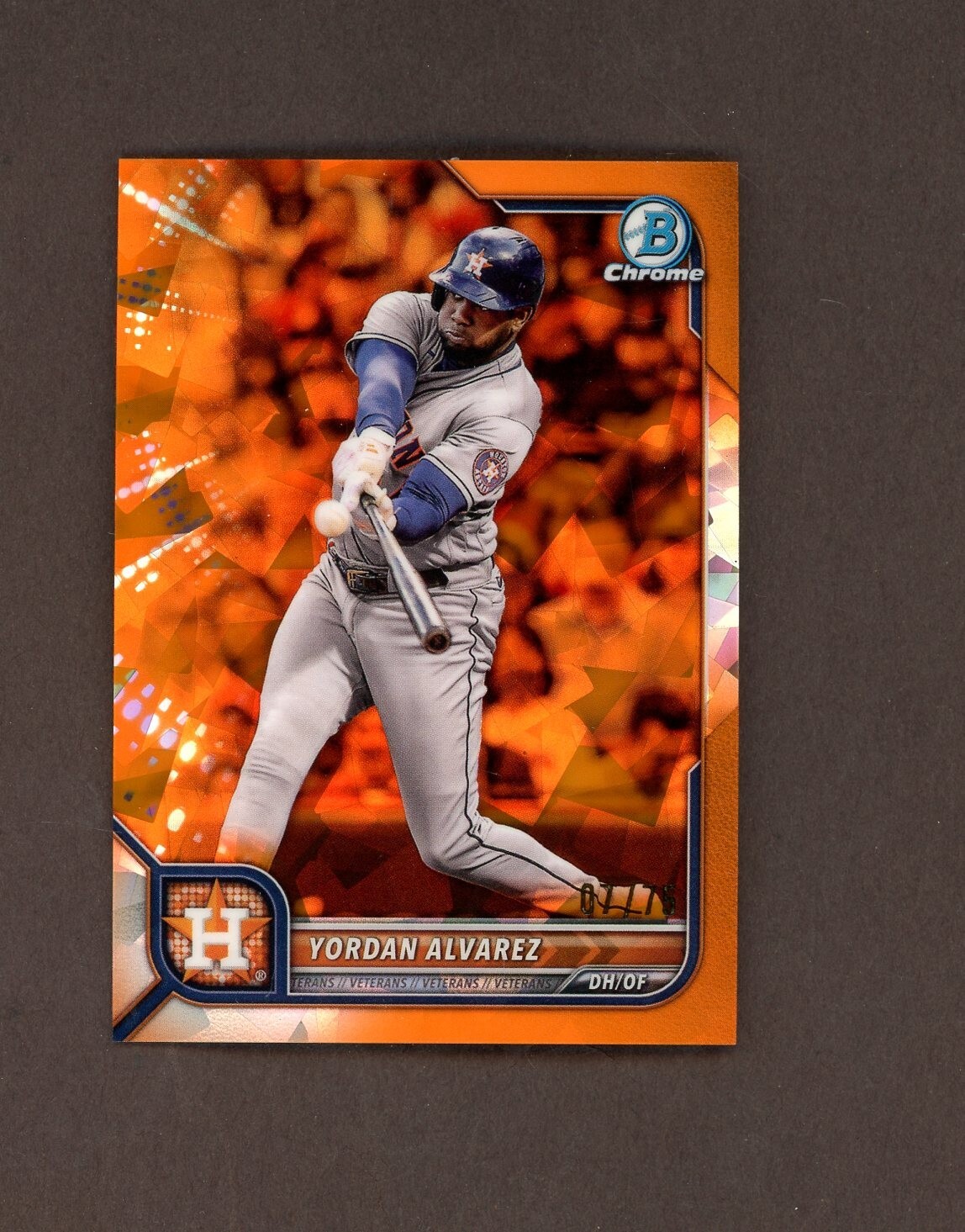 2022 Bowman Chrome Sapphire Orange Refractor #36 Yordan Alvarez Astros 7/75