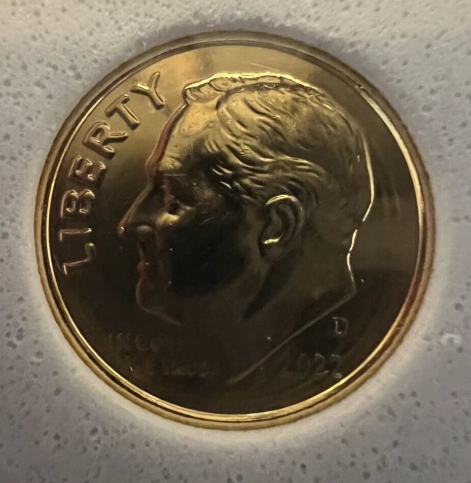 2022-D | Roosevelt | Dime | Ten Cent Lot | 24K Gold Plated | Item #2 - Image 4 of 4