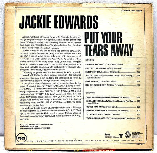 Jackie Edwards Put Your Tears Away 1968 Vinyl Veep Schallplatten Erstdruck - Bild 4 von 4