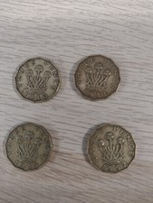 4 X Three Pence Coins 1940-1952