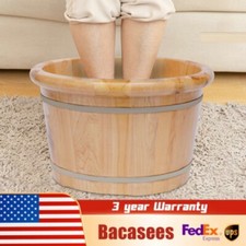 Foot Bath Barrel Soaking Bath Tub Bucket Wooden Washing Sauna Foot Basin W/Lid