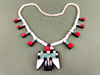 アクセサリー Kewa Pueblo Traditional Inly necklace Santo Domingo Kewa Pueblo Depression Era Stone Inlay Thunderbird