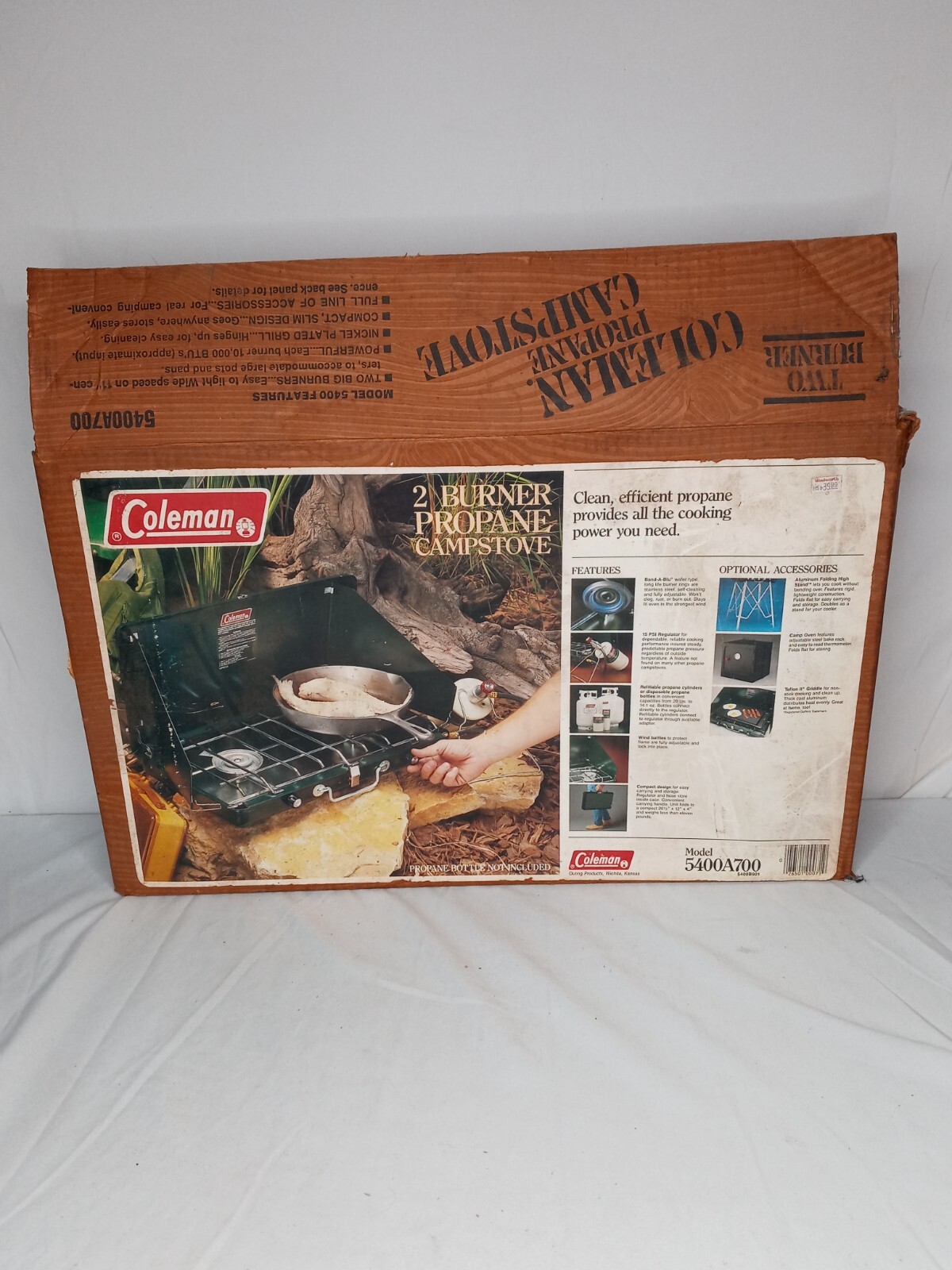 VINTAGE COLEMAN 2 BURNER CAMP STOVE & ORIGINAL BOX & REGULATOR MODEL 5400A700 eBay