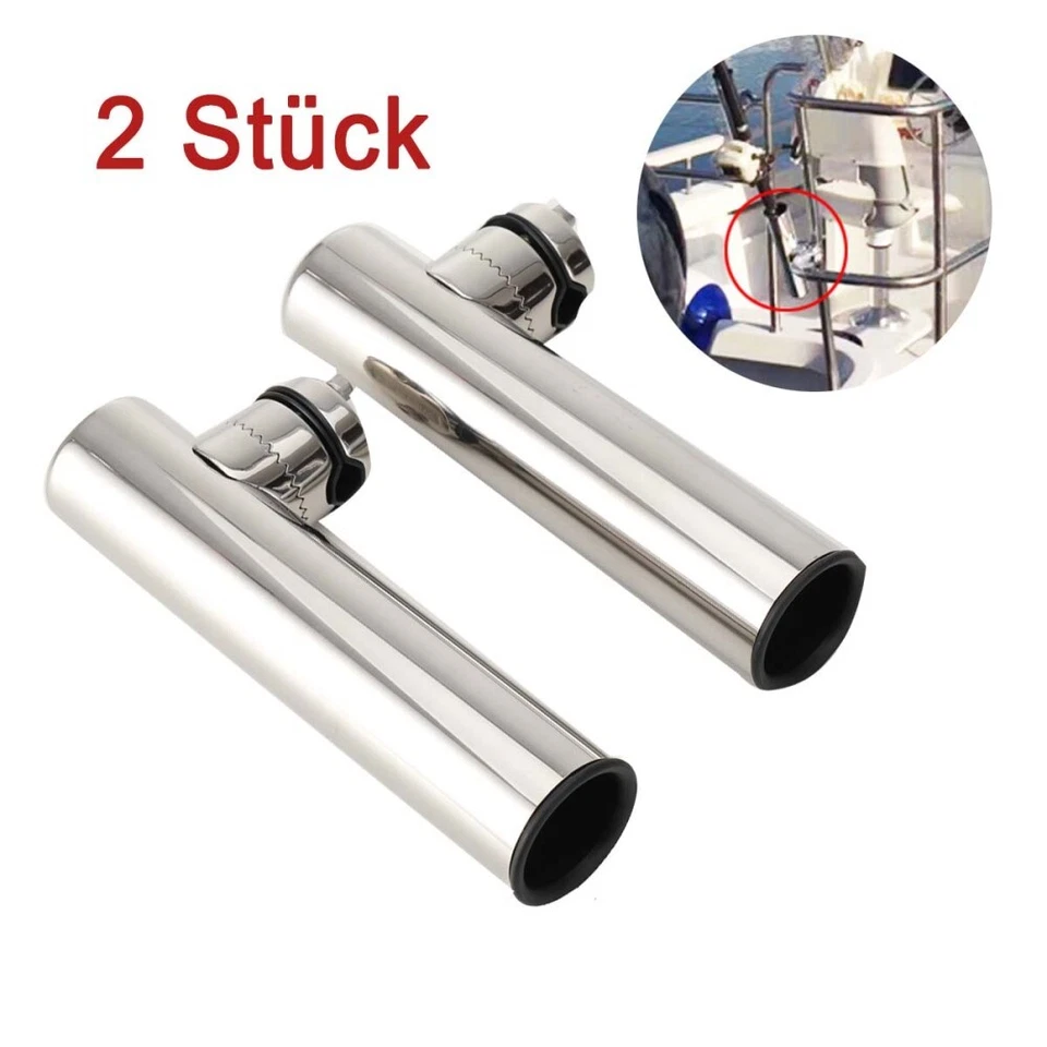 2 Stück 316 Edelstahl Bootsrutenhalter Angelrutenhalter Boot Für 19-25mm Reling - Bild 3 von 4