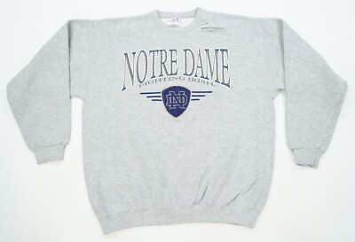 Rare Vintage OLYMPUS Notre Dame Fighting Irish Crewneck Sweatshirt 90s Gray SZ L