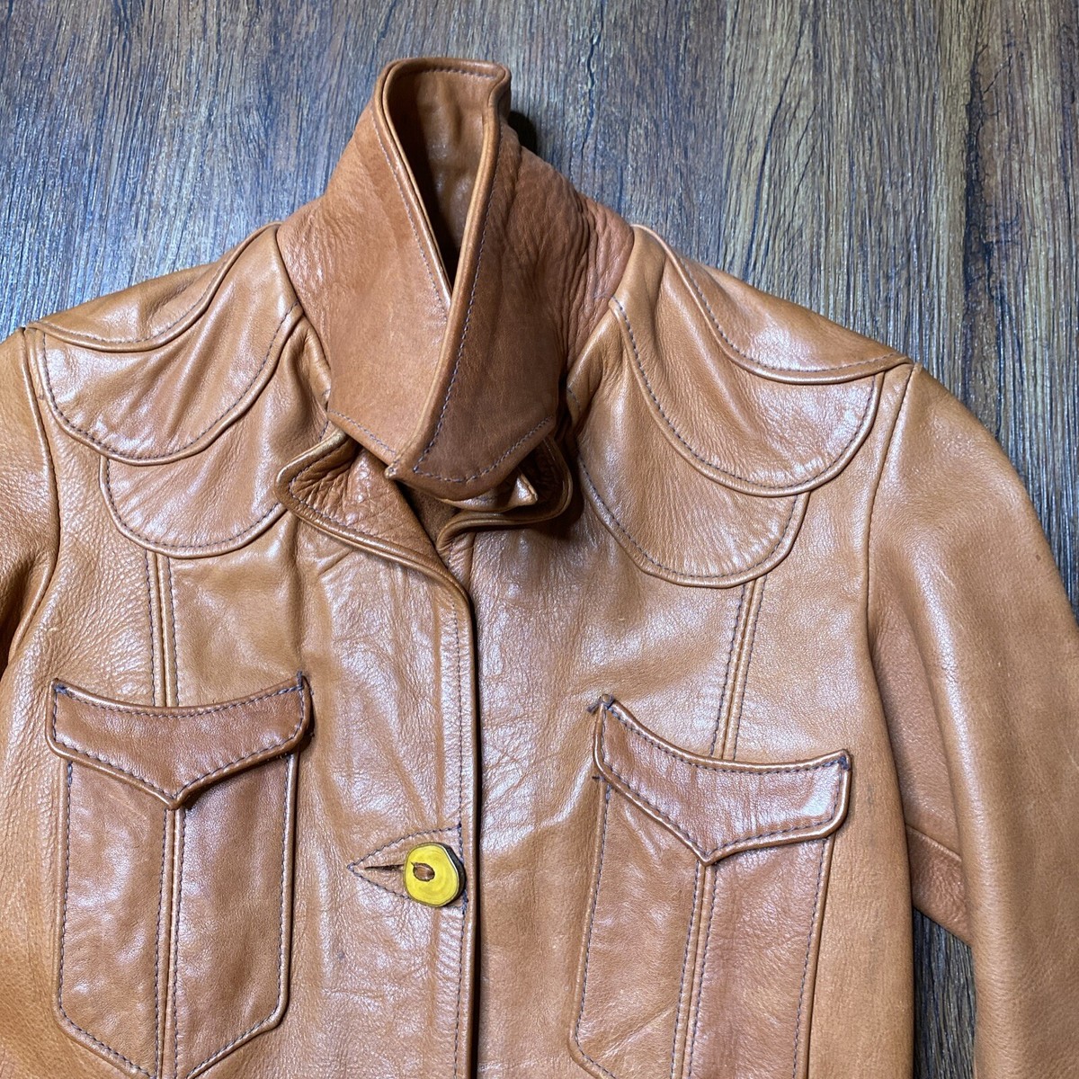 Vintage 1970s East West Musical Instruments Leather Jacket Womens