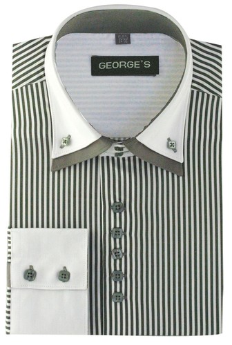 CAMISA DE MODA HOMBRE 60% ALGODÓN 40% POLIETILENO RAYAS DOS TONOS PUÑO FRANCÉS AH 606 - Imagen 10 de 10