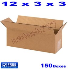 150 - 12x3x3 Cardboard Boxes Mailing Packing Shipping Moving Corrugated Carton