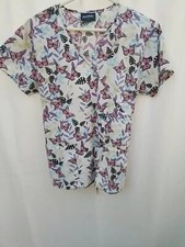 Womans Absolute Pink Butterfly Scrub Top, Medium