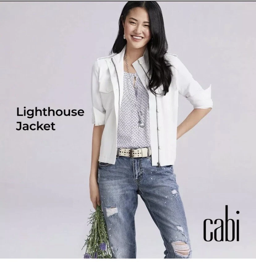 Cabi Womens Full Zip/ Button Lighthouse Jacket #5856 White Sz S Pockets |  eBay