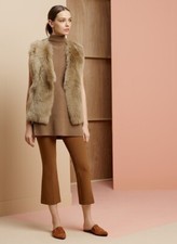 $1655 Theory Petriva Tuck Black Reversible Shearling Fur Vest S