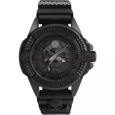 New Philipp Plein Men's Watch Analog Quartz $KULL Black PWAAA0721 Silicone