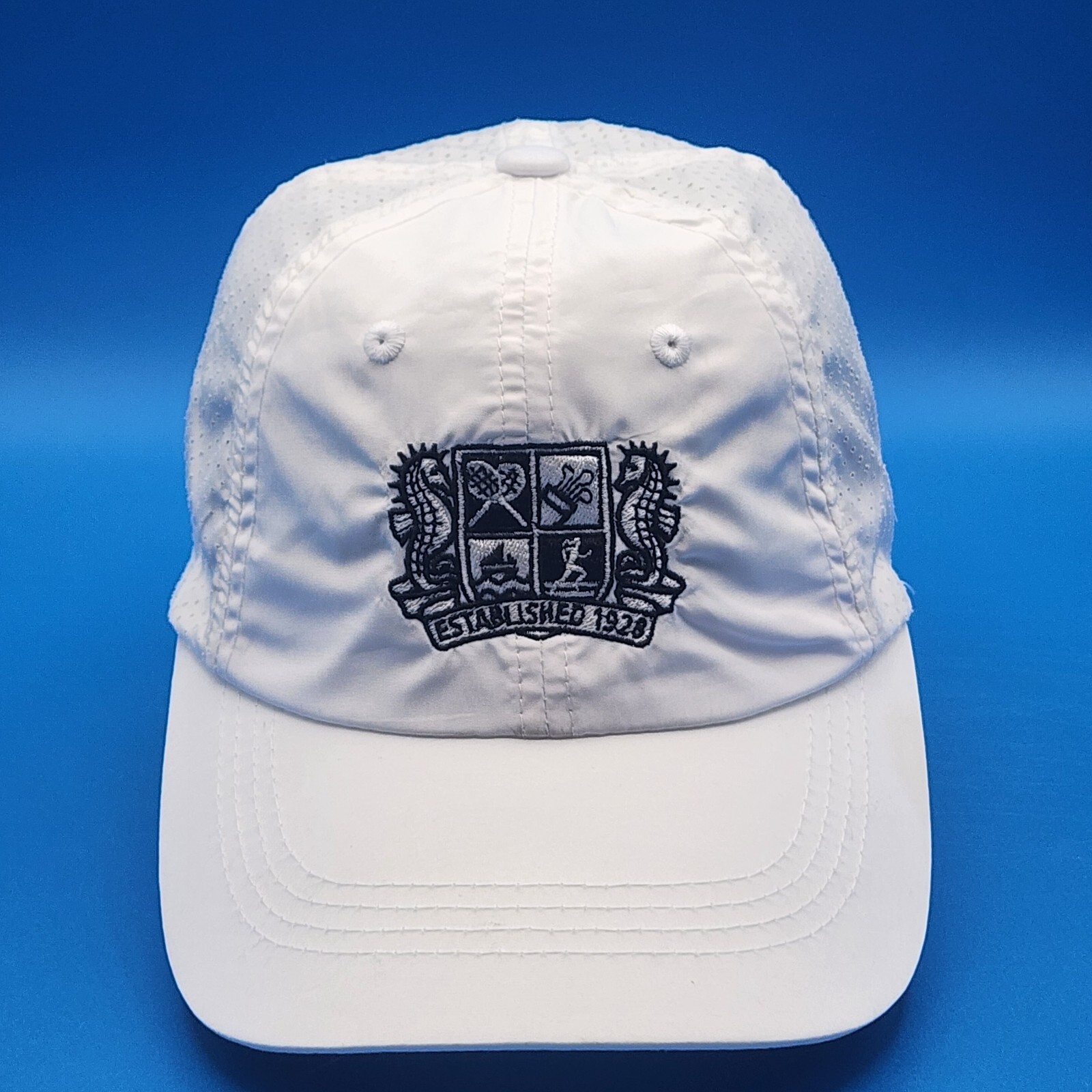 White Runner Logo Hat Cap Strap Back Lightweight … - image 1