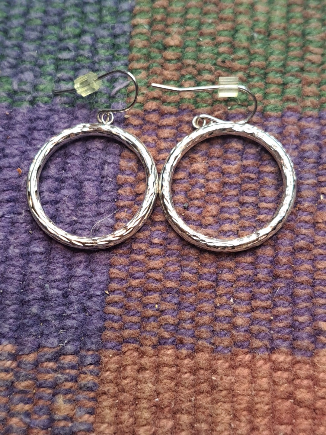 New Solid 14 Karat Solid White Gold Circle Earrin… - image 3