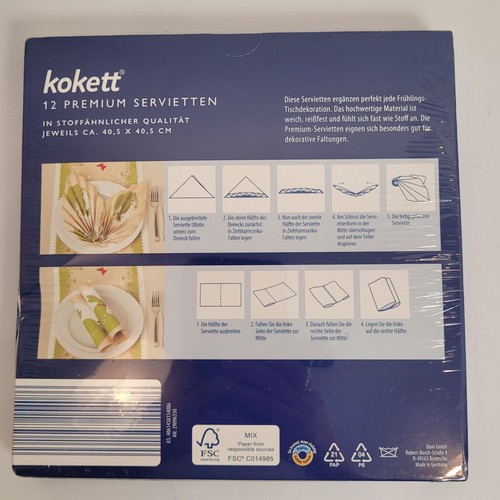 Vintage Easter Fabric Like Paper Napkins Fold Instructions New Kokett Germany - Picture 2 of 6