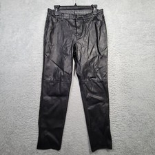 Divided H M Pants Womens 10 Black Faux Leather Tapered Leg 31x27