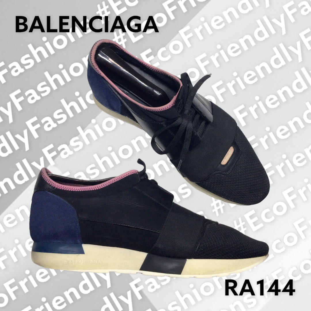 BALENCIAGA Multicolor Leather and Mesh Race Runner Sneakers Size 40