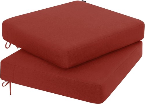 Juego de 2 cojines para sillas de exterior rojos de lujo - impermeables y lavables a máquina - Imagen 3 de 8