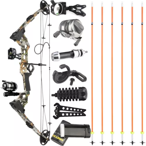 20-70lbs Bowfishing Set Adjustable Archery Compound Bow Fishing Hunt 320fps - Picture 23 of 28