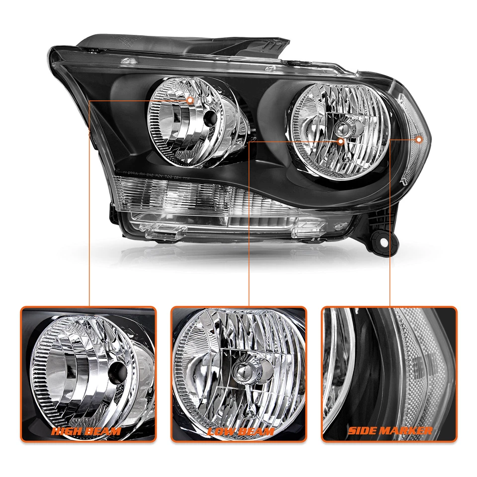 FOR 2011-2013 DODGE DURANGO HEADLIGHTS BLACK HOUSING ASSEMBLY LEFT+RIGHT SIDE Foto 4 de 4