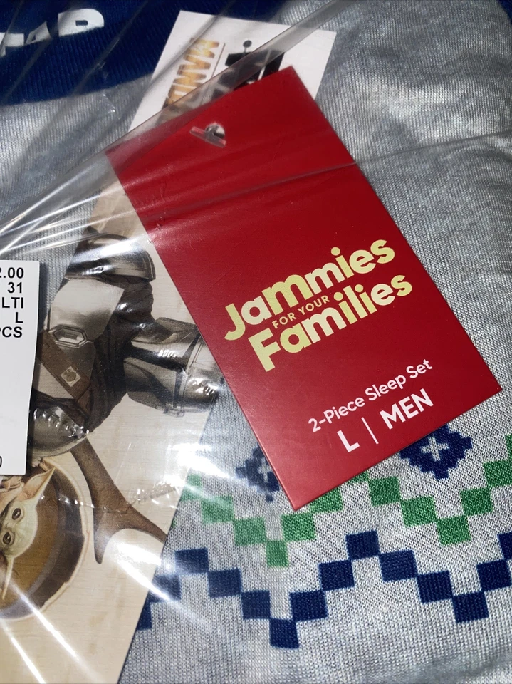 Новый мужской пижамный набор L Jammies PJ's Star Wars The Mandalorian Grogu Baby Yoda - Изображение 4 из 4