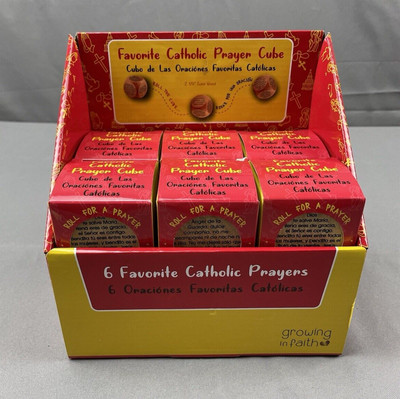 Case of 12 Favorite Catholic Prayers In Spanish Wooden Prayer Cube 2,1/4'' New