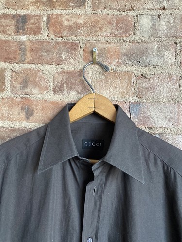 GUCCI - Tom Ford Era 70's Style Brown Men's Dress Shirt, Sz 15/38