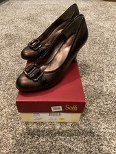 Sofft Vivia Copper Brown Leather Buckle Comfort Pumps