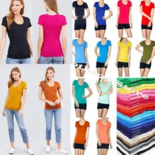  Basic Cotton Short Sleeve Scoopneck T-Shirt Casual Top Wear Comfortable S M L