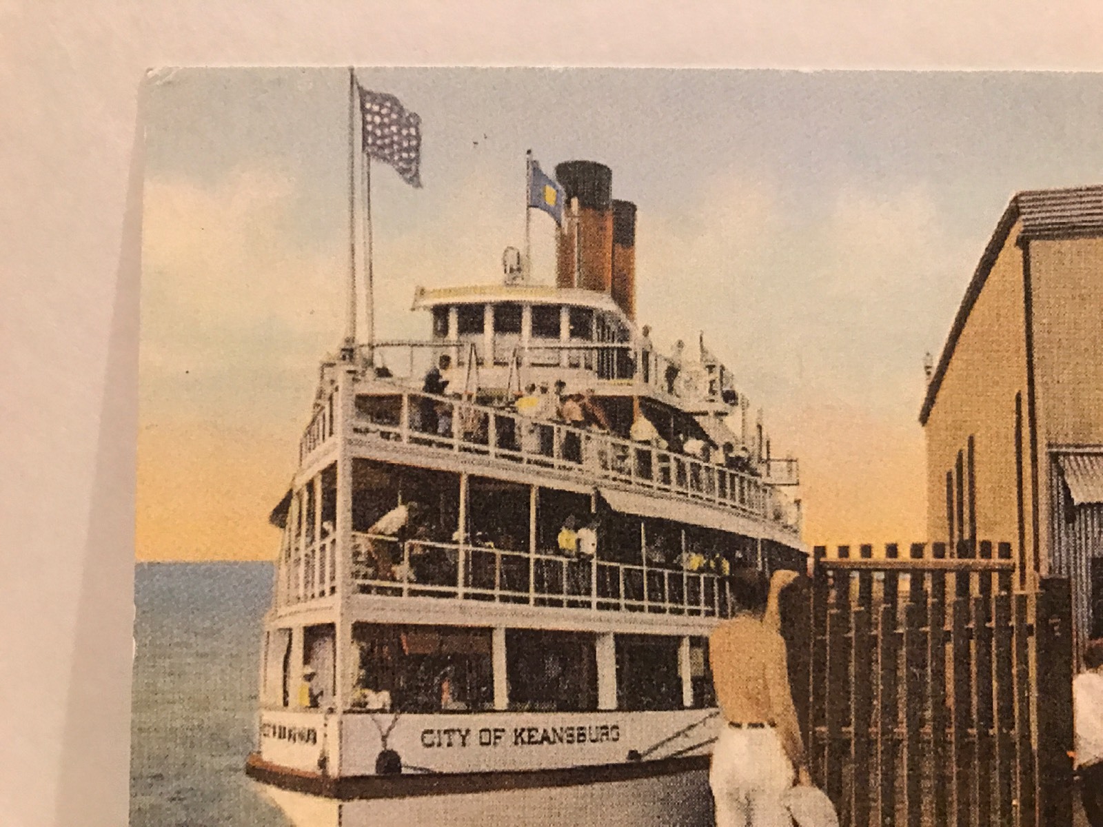 Keansburg New Jersey Steamer Arriving At Dock Antique Postcard VERY