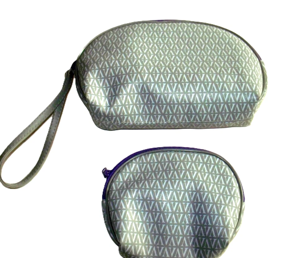Bolsa de Cosméticos Avon, Estuche, Bolsa de Maquillaje de Viaje, Juego de 2 Colores Gris y Púrpura Foto 2 de 4