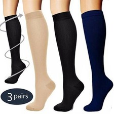 3 Pair Compression Calf Socks for Edema Diabetic Varicose Veins Medical Sport