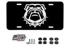 Georgia Bulldogs Fan Laser Engraved License Plate Matte Black Metal Car Tag Gift