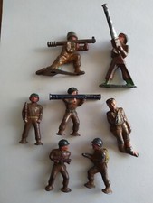 7 WW2 Cast Soldiers. 3" Tall Made In USA In The 1940s