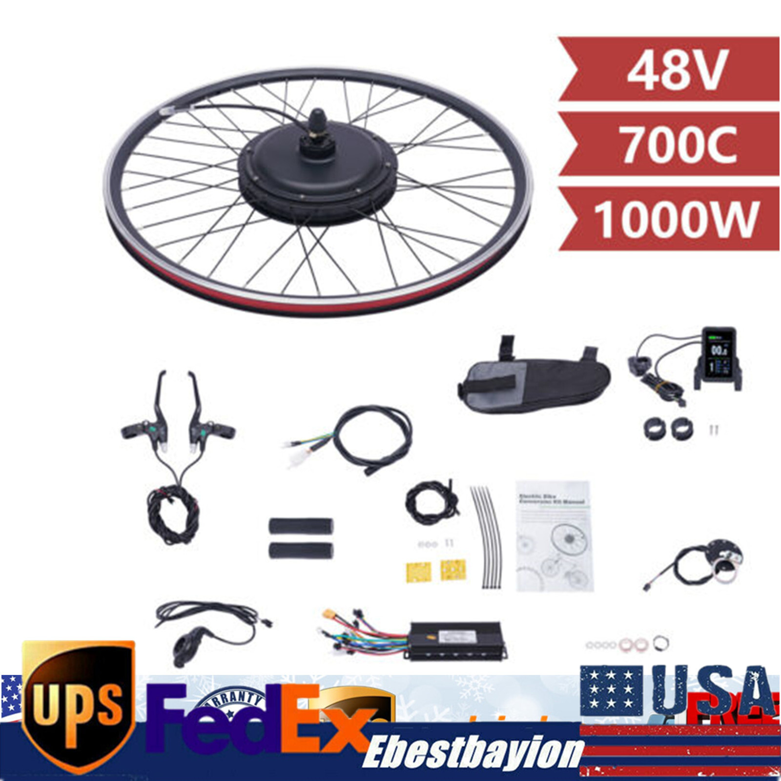 Kit de conversión de motor de bicicleta eléctrica rueda delantera 700C 28/29