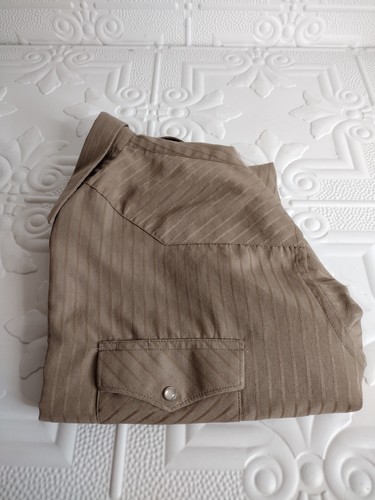 Wrangler Western Cowboy Tan Long Sleeve Pearl Snap Button Up Shirt Men's Sz XXL - Picture 8 of 14